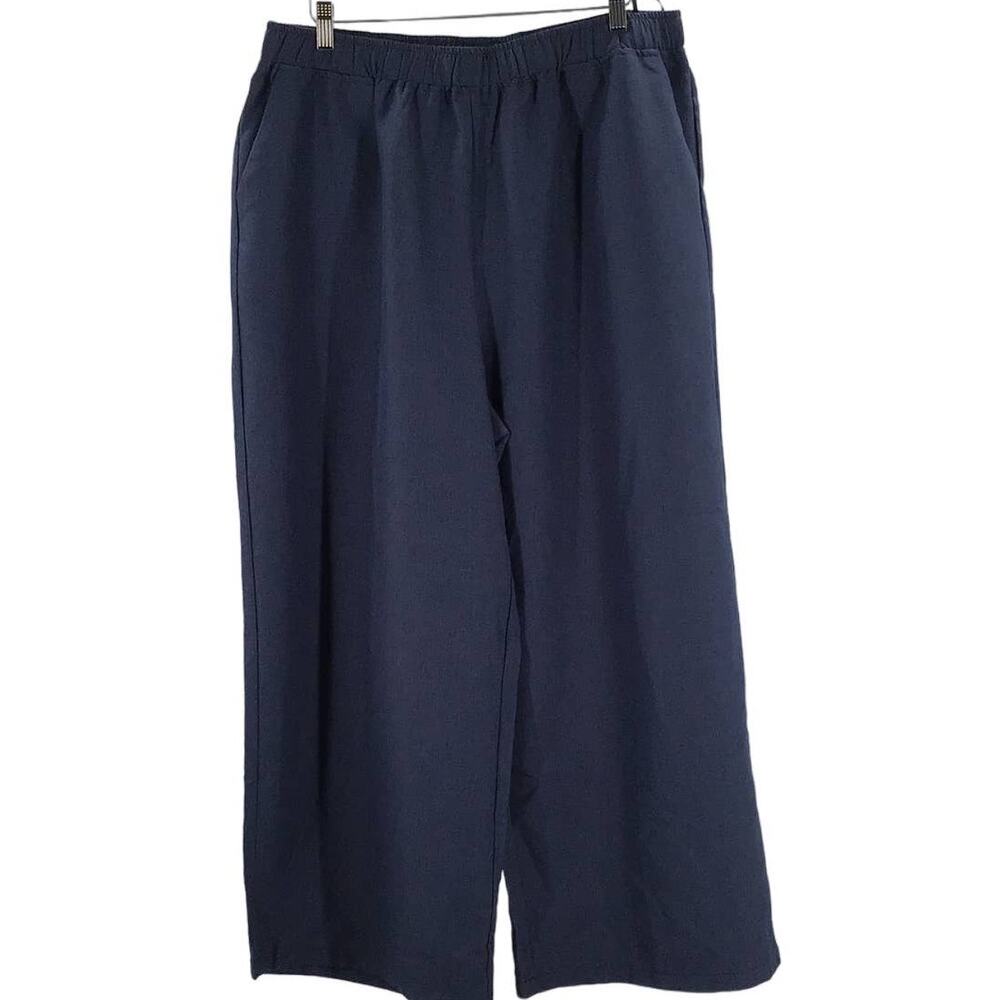BLOOMCHIC 18-20 2X plus navy elastic waist wide leg cropped pants NWT B125